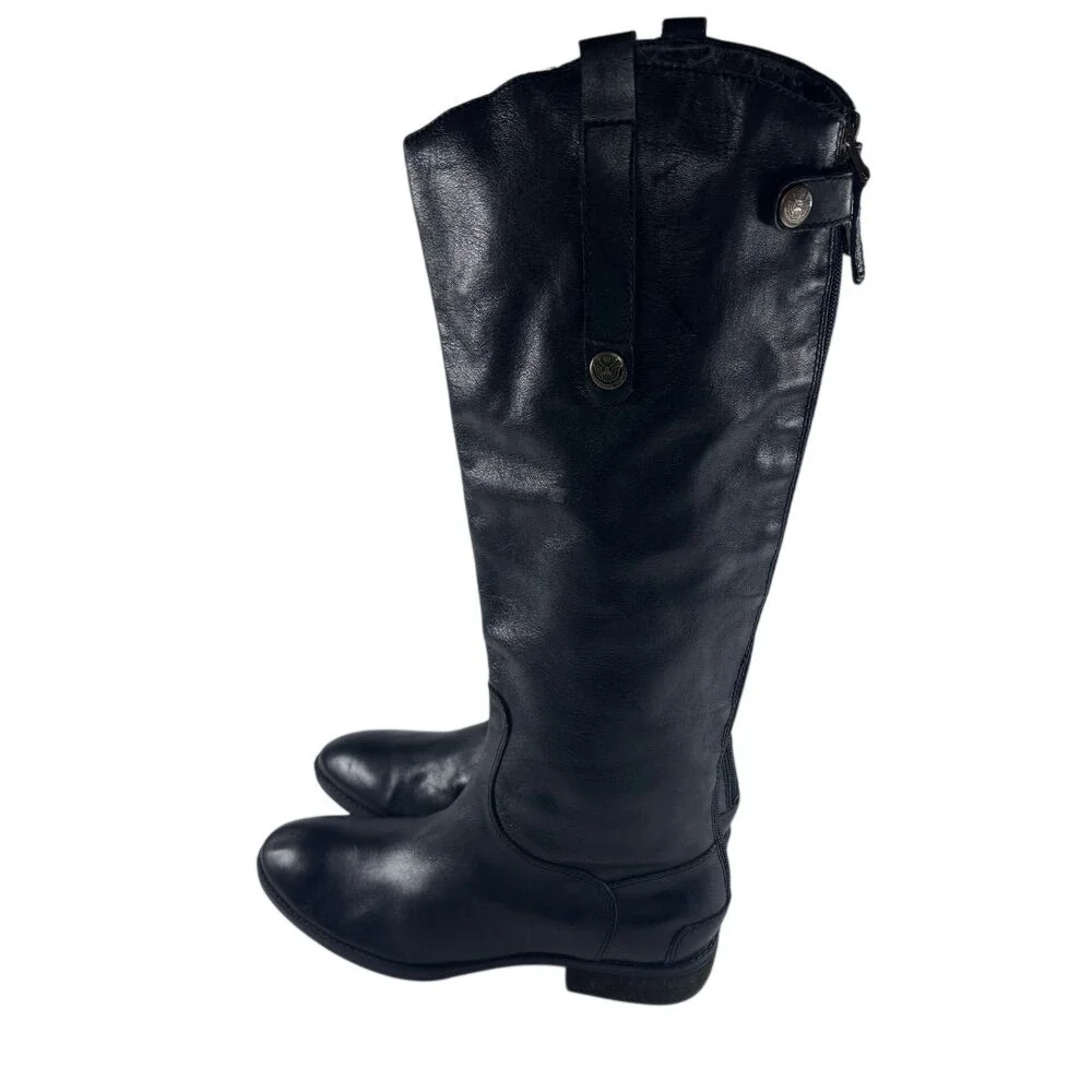 Sam Edelman Black Leather Riding Boots Knee High Womens Sz‎ 7 Equestrian Western
